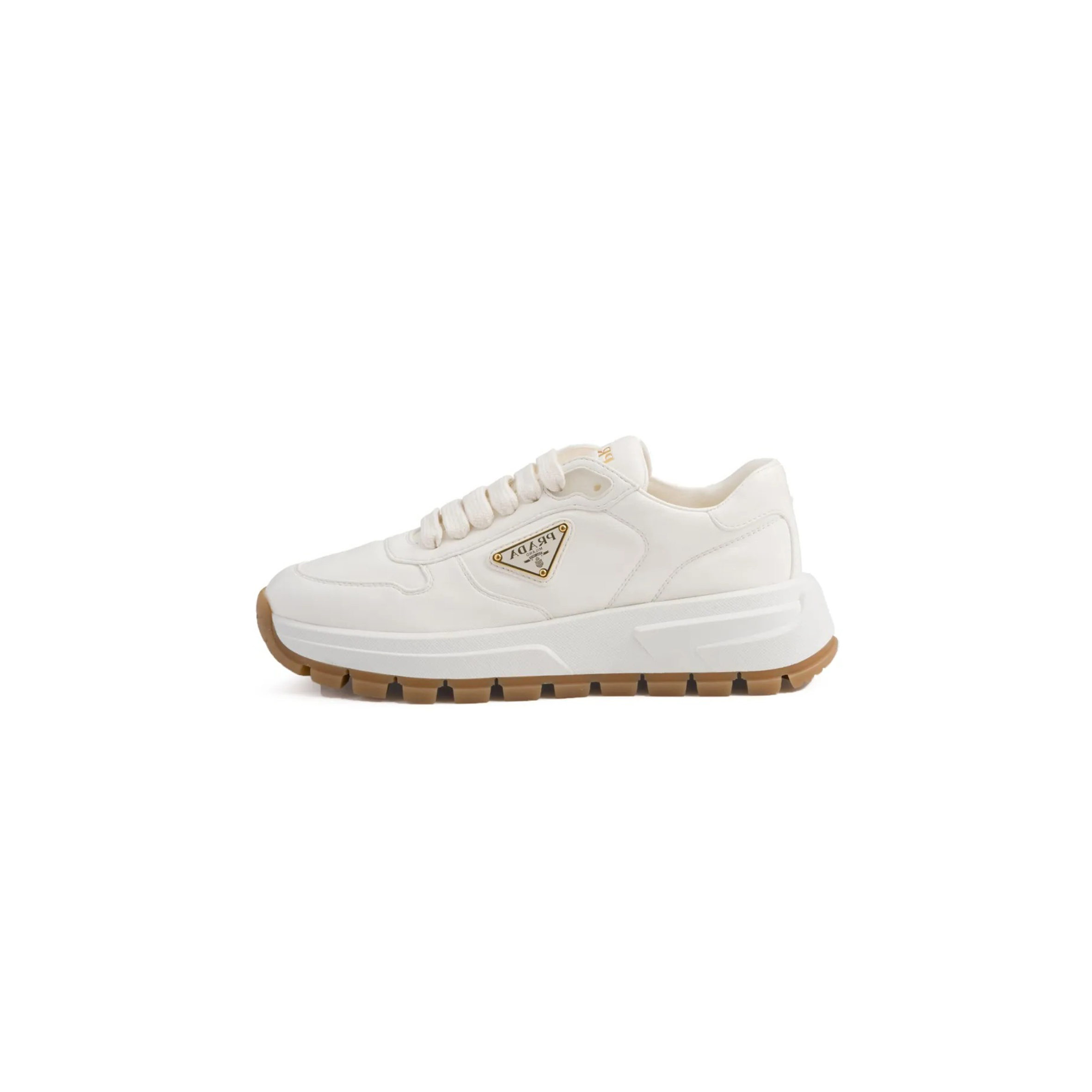 Pra*a triangle-logo leather sneakers 1e804m